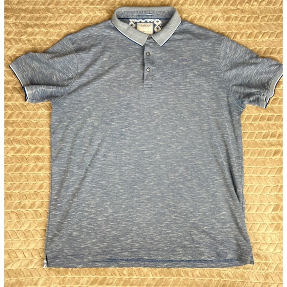 Cactus Man Polo Shirt Mens XL Blue Slub Knit Short Sleeve Tipped Collar